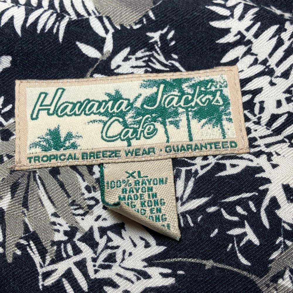 Havana Jack's Cafe Shirt Mens XL Black White Tropical Rayon Button Down - Picture 7 of 7